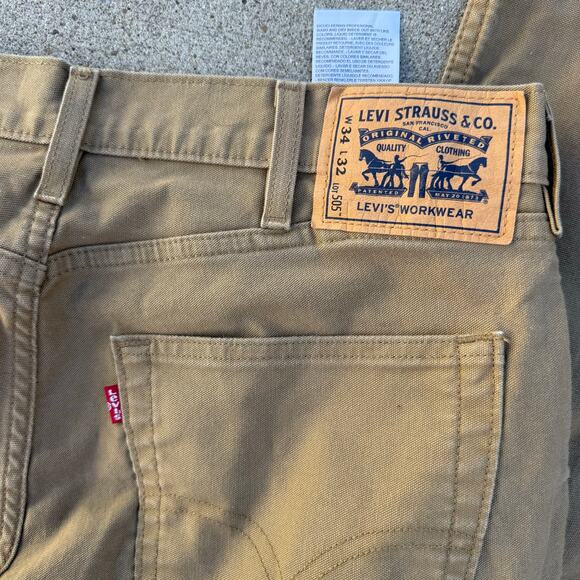 Levi's Workwear 505 Regular Fit Tan Duck Canvas Utility Pants 34233-004 Sz 34x32 - Picture 9 of 12